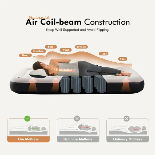 Miniatura 2 de DIMAR GARDEN Colchón de aire tamaño twin con cabecera y almohadas, cama inflable