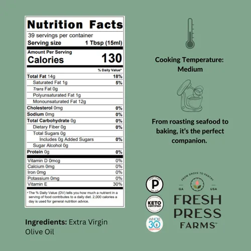 Miniatura 2 de Fresh Press Farms Aceite de oliva virgen extra suave prensado en frío, 16.4 onzas líquidas (paquete de 2), cultivado en Georgia, 100% hecho