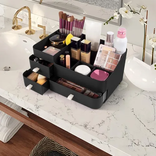 Miniatura 3 de Organizador de maquillaje para tocador, organizador grande de encimera con cajones, almacenamiento de cosméticos para el cuidado de la piel