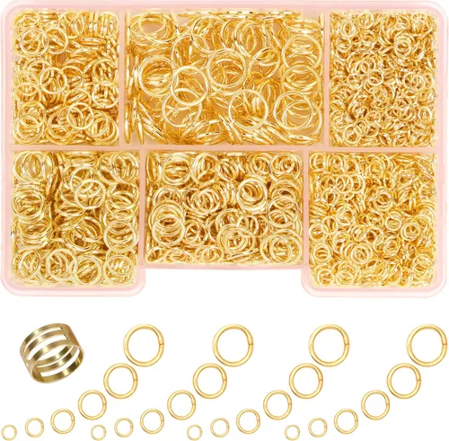 Miniatura 13 de 1400 anillos de salto de tamaño mixto para fabricación de joyas, llaveros, reparación de collares y manualidades de bricolaje, 0.157 in, 0.236 in