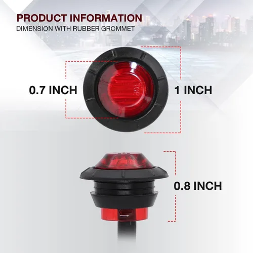 Miniatura 4 de TMH Paquete de 100 luces LED rojas de 3/4 pulgadas, luces marcadoras LED laterales para remolque, camión, caravana, coche, autobús, furgoneta Rojo