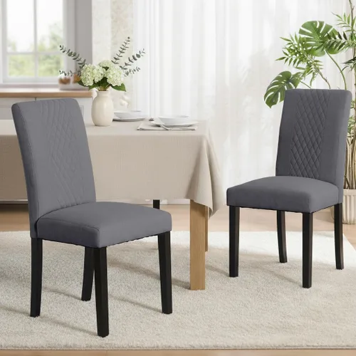 Miniatura 11 de Joysoul Juego de 2 sillas de comedor, sillas tapizadas de piel sintética con respaldo copetudo, sillas de cocina con marco de madera maciza, sillas