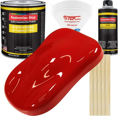 Restoration Shop - Pintura de esmalte acrílico burdeos para autos - Kit completo de pintura de galón - Recubrimiento profesional de alta brillantez