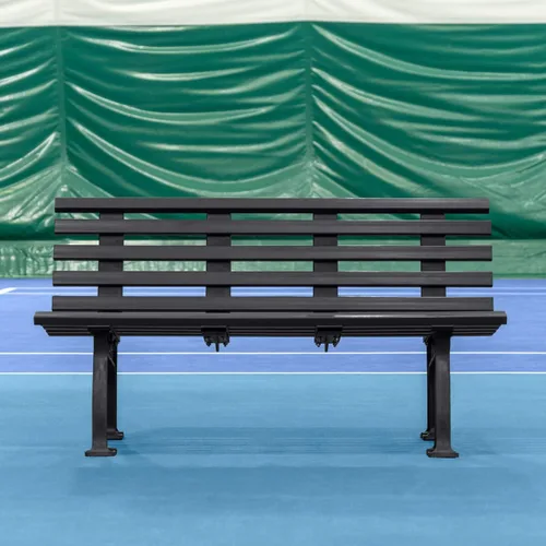 Vermont Banco de cancha de tenis - 3 y 4 plazas | Estándar o sin respaldo (estándar, negro, 3 plazas)