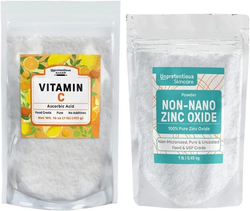 Unpretentious Paquete de óxido de zinc y vitamina C, bolsas resellables (1 libra), polvos finos