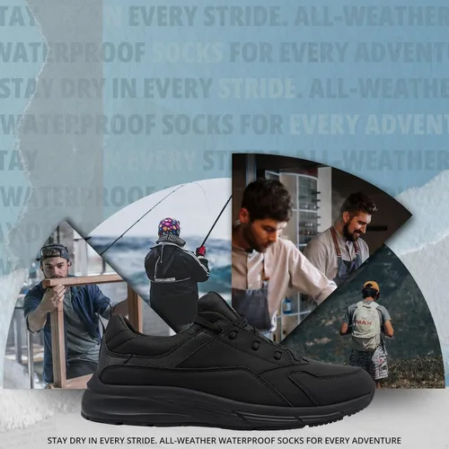 Miniatura 2 de Zapatos de trabajo antideslizantes para hombres resistentes al agua - Zapatos de cocina anchos y cómodos para cocinero, servicio de alimentos, sin