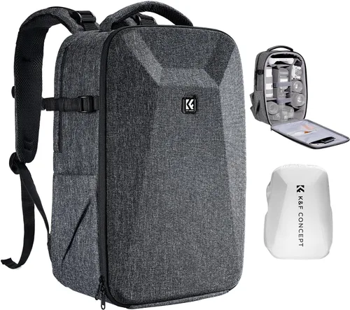 Miniatura 10 de K&F CONCEPT Mochila para Cámara, Bolsa de Fotografía DSLR de Carcasa Rígida para Cámara con Compartimento para Laptop de 15-15.6 Pulgadas, Estuche