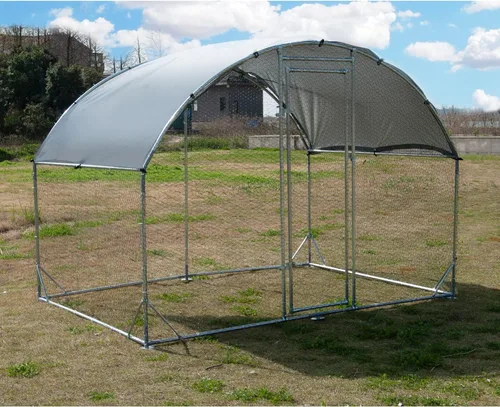 Miniatura 5 de Gallinero de metal grande, jaula para aves de corral galvanizada con forma de cúpula con cubierta impermeable y anti-ultravioleta y puerta