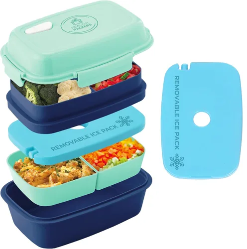 Ultimate Bento Box - Lonchera para niños y adultos con bolsa de hielo extraíble, a prueba de fugas, contenedor de alimentos con múltiples Verde