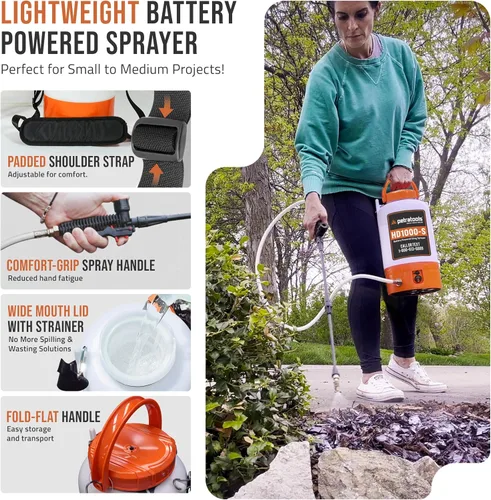 Miniatura 5 de Pulverizador alimentado por batería PetraTools de 1 galón - HD1000-S - Pulverizadores eléctricos de servicio pesado en césped y jardín para control