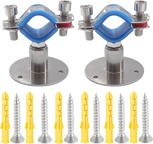 Miniatura 12 de 2 soportes de tubo de montaje en pared y techo, acero inoxidable 304, altura ajustable de 1.18 a 2.36 pulgadas, se adapta a tubos OD de 0.32 a 0.39
