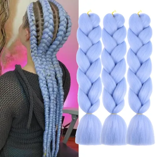 Miniatura 45 de Beige (613#) 6 paquetes de cabello trenzado de 24 pulgadas, de fibra sintética, sin picazón, extensiones de cabello para trenzar jumbo, textura