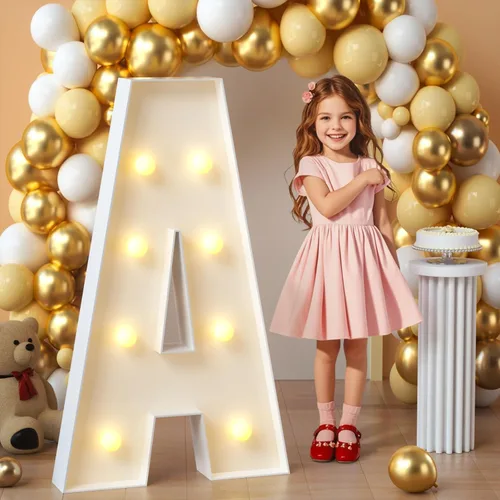 Miniatura 41 de imprsv Letras de marquesina iluminadas, letras de mosaico de 1.2 m con luz para decoración de baby shower, graduación, gran J para decoraciones