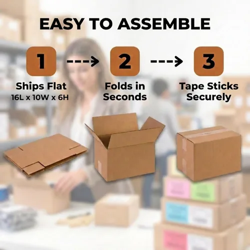 Miniatura 5 de BOX USA Cajas de envío de 16 pulgadas de largo x 10 pulgadas de ancho x 6 pulgadas de alto, paquete de 25 cajas de cartón corrugado medianas