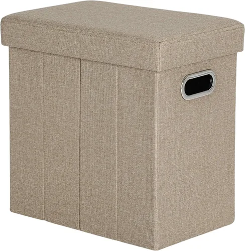 COSYLAND Otomana con almacenamiento plegable de tela, reposapiés otomano para habitación, muebles plegables pequeños y altos con asas de tapa, 16.5