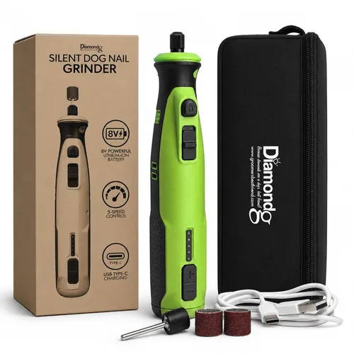 Miniatura 13 de Diamondg Molinillo de uñas inalámbrico para perros con sonido silencioso y punta LED para perros grandes y pequeños, 4 horas de duración - Cortaúñas