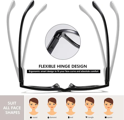 Miniatura 6 de Przene Gafas de lectura para hombres y mujeres, con bloqueo de luz azul, bisagras de resorte, paquete de estilo ligero