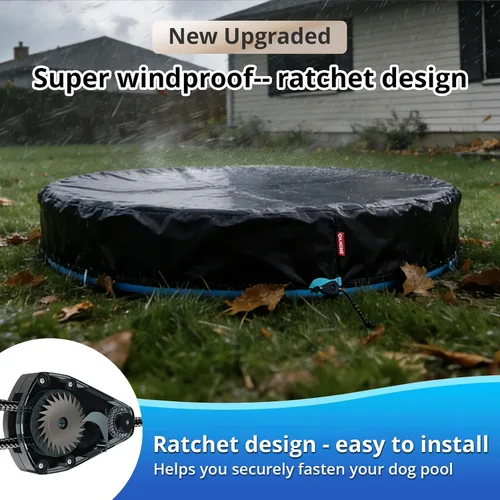 Miniatura 4 de QH.HOME Cubierta de piscina para niños de 47 a 48 pulgadas, redonda, plegable, con diseño de trinquete súper resistente al viento, material de tela