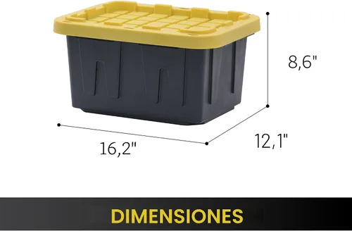 Miniatura 4 de BLACK & YELLOW Contenedores de almacenamiento resistentes de 5 galones con tapas, apilables, extremadamente duraderos, [paquete de 4 unidades]