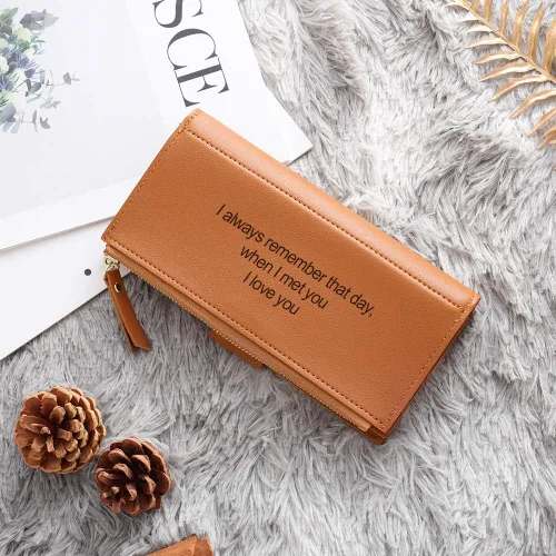 Miniatura 19 de Loveje - Billeteras personalizadas para mujer, de piel sintética, con grabadas fotográficas, triple pliegue, tarjeta de crédito, cartera larga