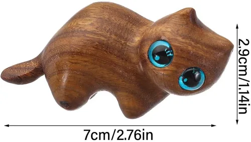 Miniatura 8 de gofidin Gato tallado en madera hecho a mano, gatito tallado a mano, estatua de madera, estatua de gato, manualidades, estatuas conmemorativas
