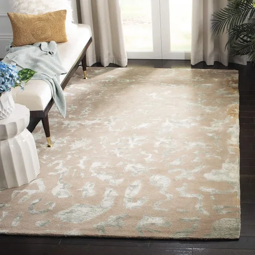 Miniatura 10 de SAFAVIEH Soho Collection SOH525B - Alfombra cuadrada de lana de primera calidad, hecha a mano, color gris topo y azul claro, 6 pies Gris pardo/azul