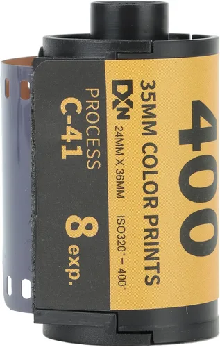 Película de color negativo ISO 320-400, película desechable HD de grano fino de 1.378 in de amplia exposición para cámaras 135 (8 hojas)