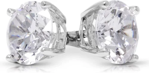 Aretes de diamantes de moissanita de oro blanco de 14 quilates para hombres y mujeres, aretes de diamante de imitación de oro sólido para hombres y
