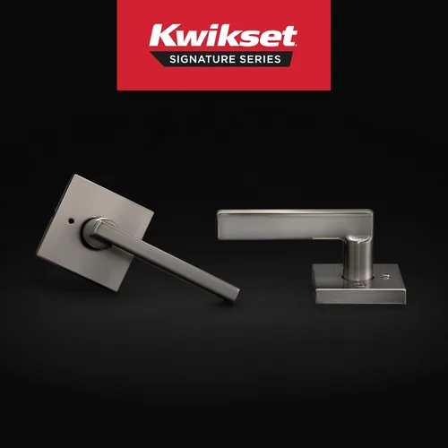 Miniatura 2 de Kwikset Halifax Manija interior de puerta de privacidad con cerradura, manija de puerta para baño y dormitorio, cerradura de botón de presión sin