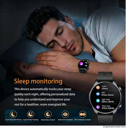 Miniatura 5 de Reloj inteligente para hombre, AMOLED de 1.43 pulgadas, GPS integrado, color negro Answer/Make Calls, Heart Rate Monitor, Sleep Monitor, SpO2