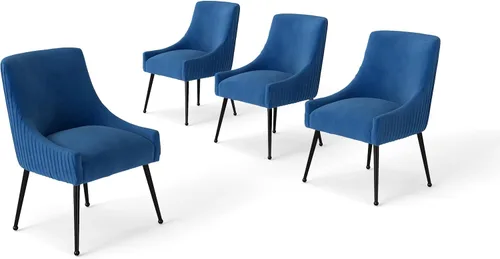 Miniatura 13 de Juego de 2 sillas de comedor de terciopelo, sillas tapizadas beige para sala de estar con patas de metal negro, sillas decorativas modernas