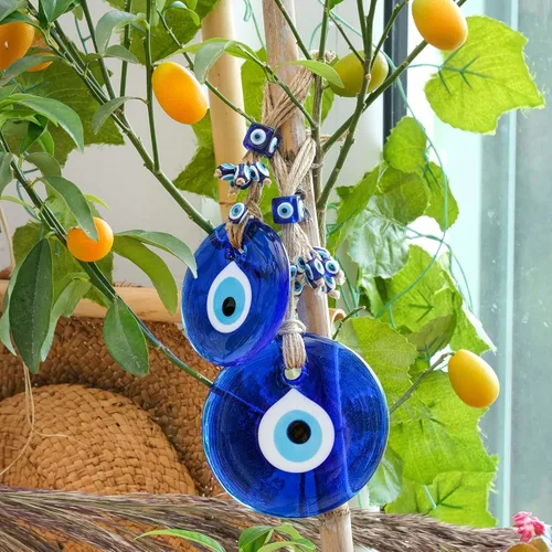 Miniatura 9 de BCS Decoración azul contra el mal de ojo para colgar en la pared, 4 pulgadas, cristal hecho a mano, amuleto turco de nazar de buena suerte y amuleto