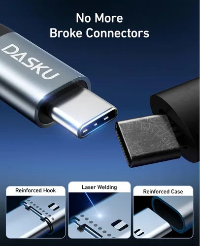 Miniatura 7 de Dasku iPhone 17 USB C a USB C de carga rápida, 60 W (3.1 A), paquete de 2 cables cargador de carga de 3 pies tipo C para iPhone 17/16/15/15 Plus/15