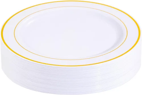Miniatura 13 de bUCLA 30 platos de plástico transparente desechables, platos de plástico transparente resistentes de 10.25 pulgadas para fiestas y bodas