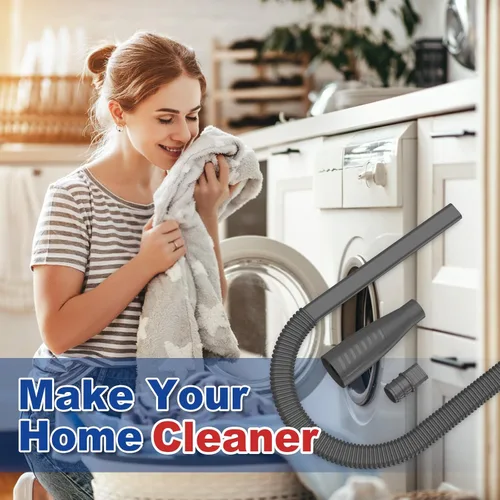 Miniatura 6 de Sealegend Kit de limpiador de ventilación de secadora de 2 piezas y cepillo flexible de pelusa para secadora, accesorio para manguera de vacío, Negro