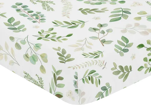 Miniatura 3 de Sweet Jojo Designs Sábana bajera para cuna de bebé 100% algodón (hojas florales bohemias) para niñas y niños, guardería infantil, habitación