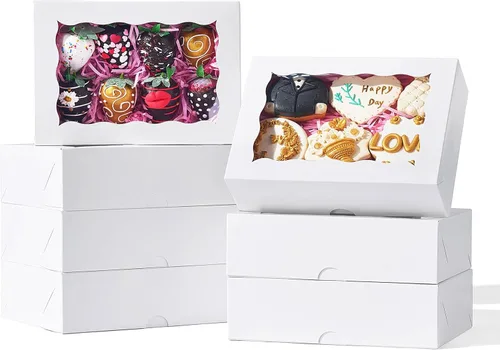 Miniatura 11 de RomanticBaking 51 cajas de panadería de 5 x 5 x 2 pulgadas, cajas de galletas con ventana, cajas de pastelería para macarrones, postres, magdalenas
