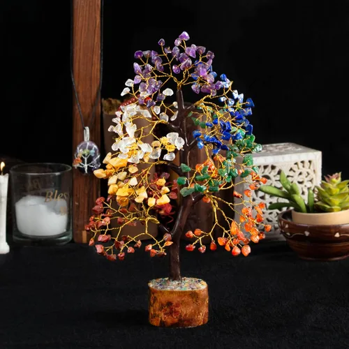 Miniatura 7 de Árbol de la vida de 7 chakras, árbol de dinero Feng Shui, árbol de piedras preciosas para energía positiva, árbol de cristal de siete chakras, atrae