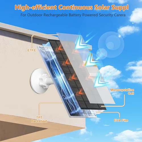 Miniatura 4 de Zivif Panel solar para cámara al aire libre, cargador de panel solar USB de 5 V compatible con cámara de batería recargable, cable de 9.8 pies