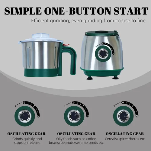 Miniatura 4 de Molinillo de cocina versátil Molino eléctrico de 500W Muele especias, frutos secos, granos, café 3 cuchillas de acero inoxidable Uso en seco