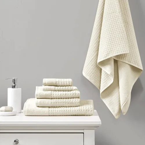 Miniatura 14 de Madison Park Spa Waffle - Juego de toallas de lujo 100 % algodón, tejido de gofre de textura premium, altamente absorbente, secado rápido, ropa