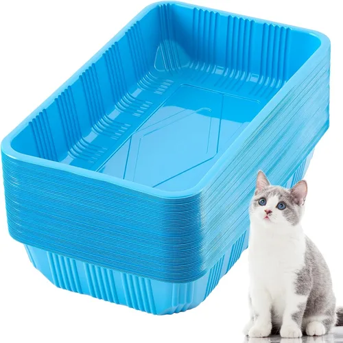 Miniatura 12 de Tessco for you Paquete de 60 cajas de arena desechables para gatos, bandejas de plástico reciclables para viajes de mascotas, 16.7 x 10.5 x 3.4 Negro
