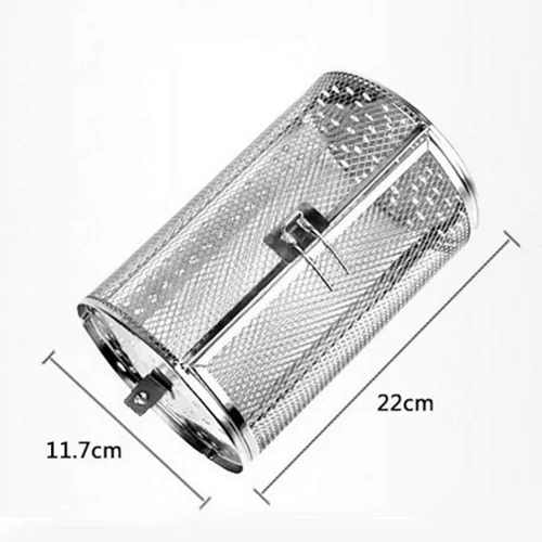 Miniatura 7 de GEZICHTA Asador de parrilla para barbacoa, jaula de acero inoxidable a la parrilla, cesta de parrilla enrollable para verduras, parrilla asadora
