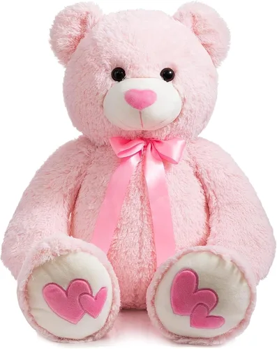 Miniatura 12 de HollyHOME Oso de Peluche Grande Animal de Peluche Oso Grande de Felpa con Corazón Rojo para Novia y Niños Juguete de Regalo de Vacaciones 36 Beige