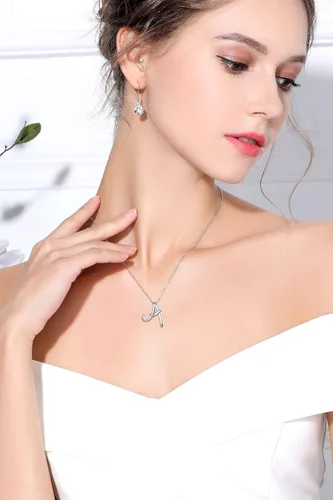 Miniatura 5 de EUDORA Collares de plata de ley con inicial para mujer regalos clásicos sin cuello de 26 letras para niñas hermana madre e hija cadena de 18