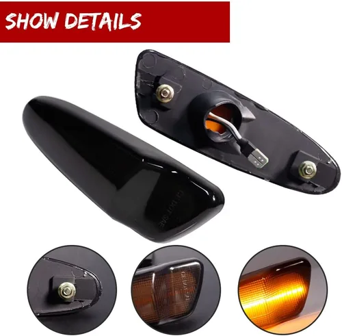 Miniatura 3 de Lámpara LED ámbar de lente ahumada compatible con Toyota SUPRA MK.4 1997 1998 y Toyota Celica 2000-2005 Luz de marcador lateral de guardabarros