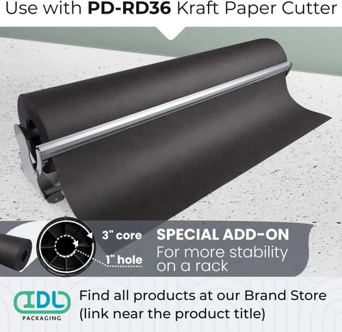 Miniatura 6 de Rollo de papel kraft negro de 36" x 8640" (720 pies), rollo de papel grande de calidad fabricado en Estados Unidos, grosor de 50lb para embalaje