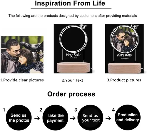 Miniatura 6 de guf Marco de fotos personalizado grabado, marco de fotos personalizado con cristal 3D, regalos para esposa, regalos de novio, regalos de pareja