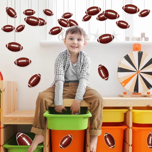 Miniatura 7 de 50 recortes de papel de fútbol de rugby, recortes temáticos de fiesta de fútbol, decoraciones de tablón de anuncios con 100 puntos de pegamento