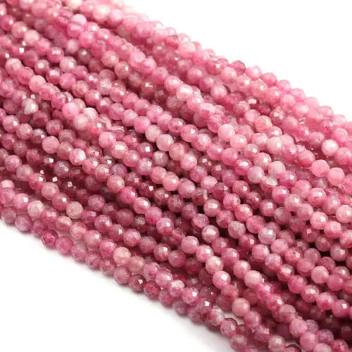 Miniatura 3 de Cuentas de piedra natural de turmalina rosa, cuentas sueltas facetadas para hacer joyas, collares, aretes, anillo, 1 hebra/paquete de 15 pulgadas